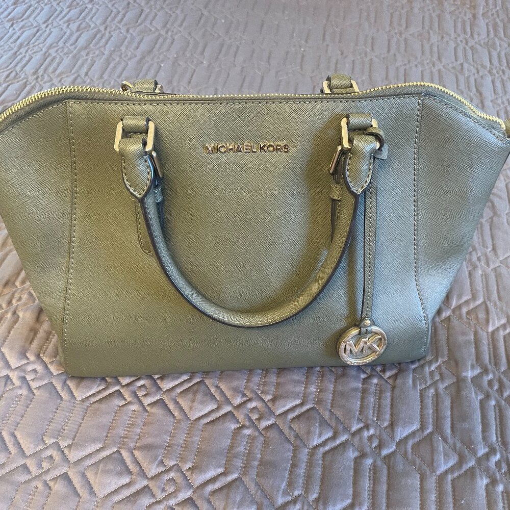 MICHAEL KORS  large SAGE green SATCHEL FREE shipping